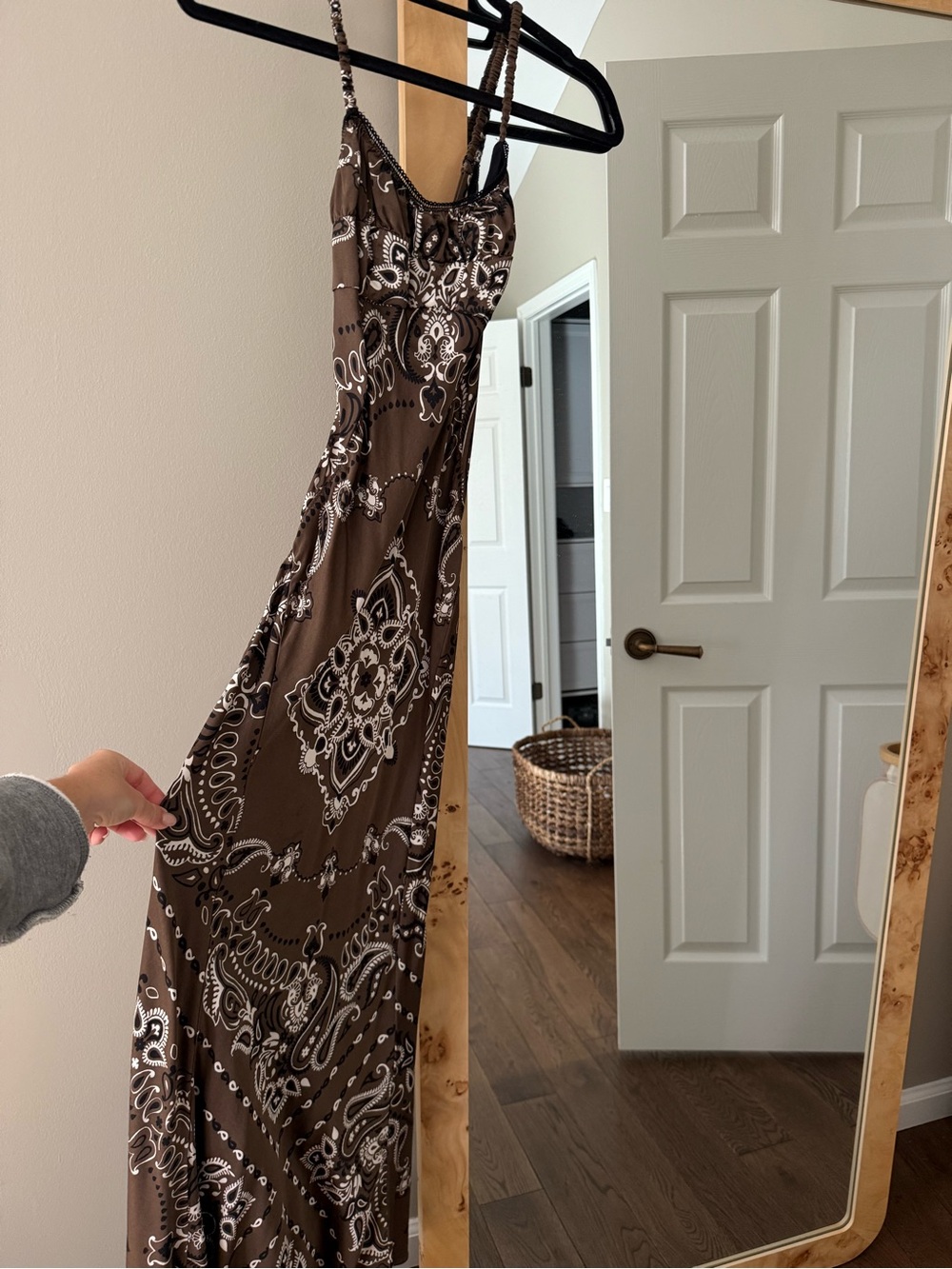 Sandro Brown and White Paisley Maxi Slip Dress - Picture 3 of 4